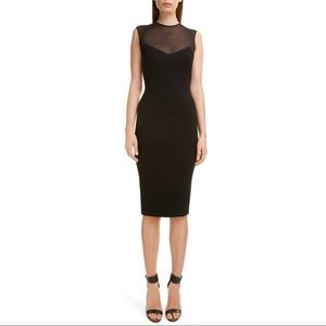 VICTORIA BECKHAM Sheer Yoke Sheath Dress